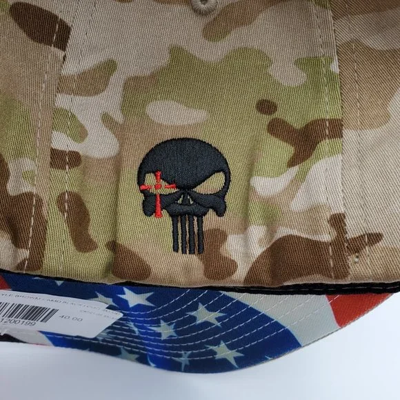 NWT Hooey Chris Kyle Brown Camo Men's Trucker Hat Flexfit American Flag S-M - Picture 8 of 15